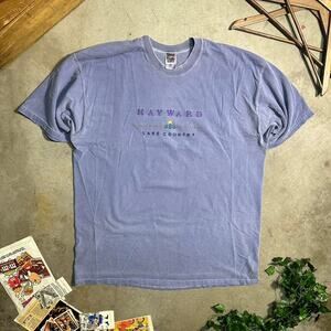 Vintage 90s Embroidered Faded Tee Mens 2XL Blue Hayward Lake Country Shirt